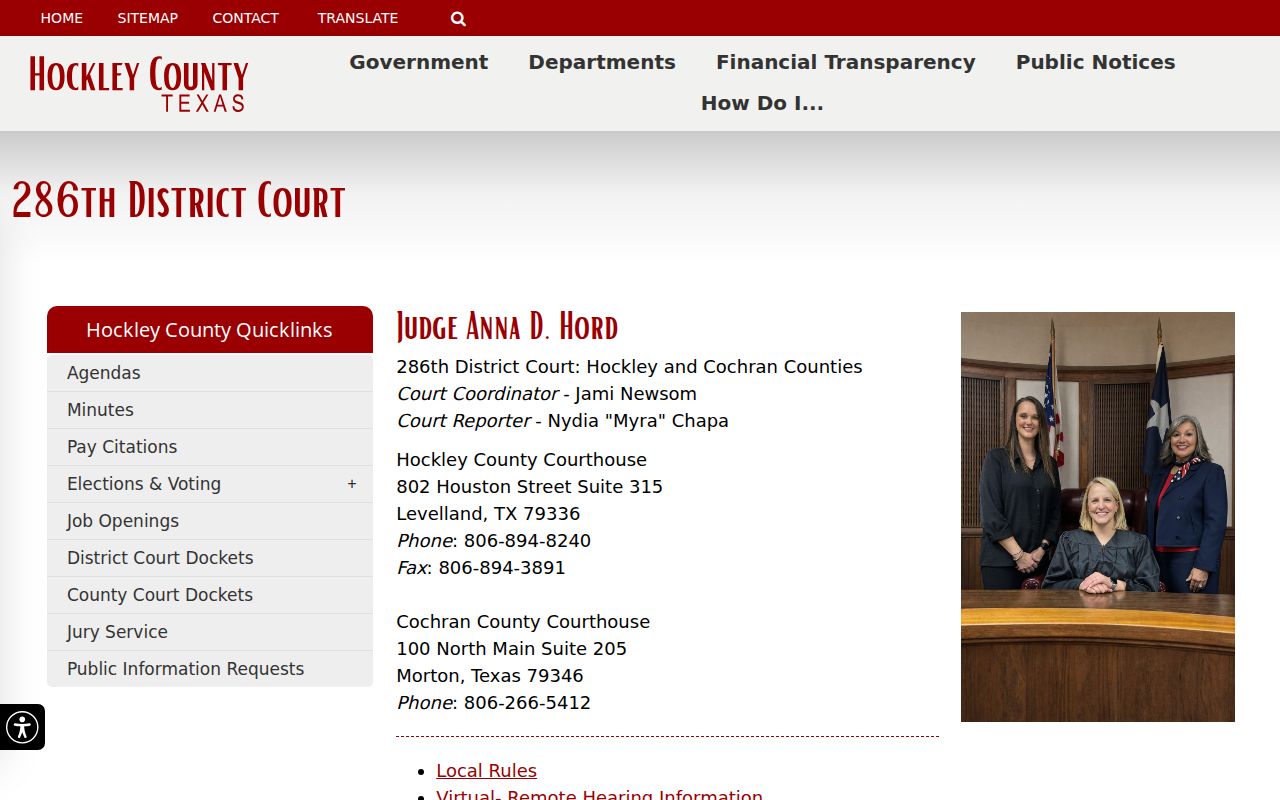 Hockley County criminal court cases in the 286th District Court