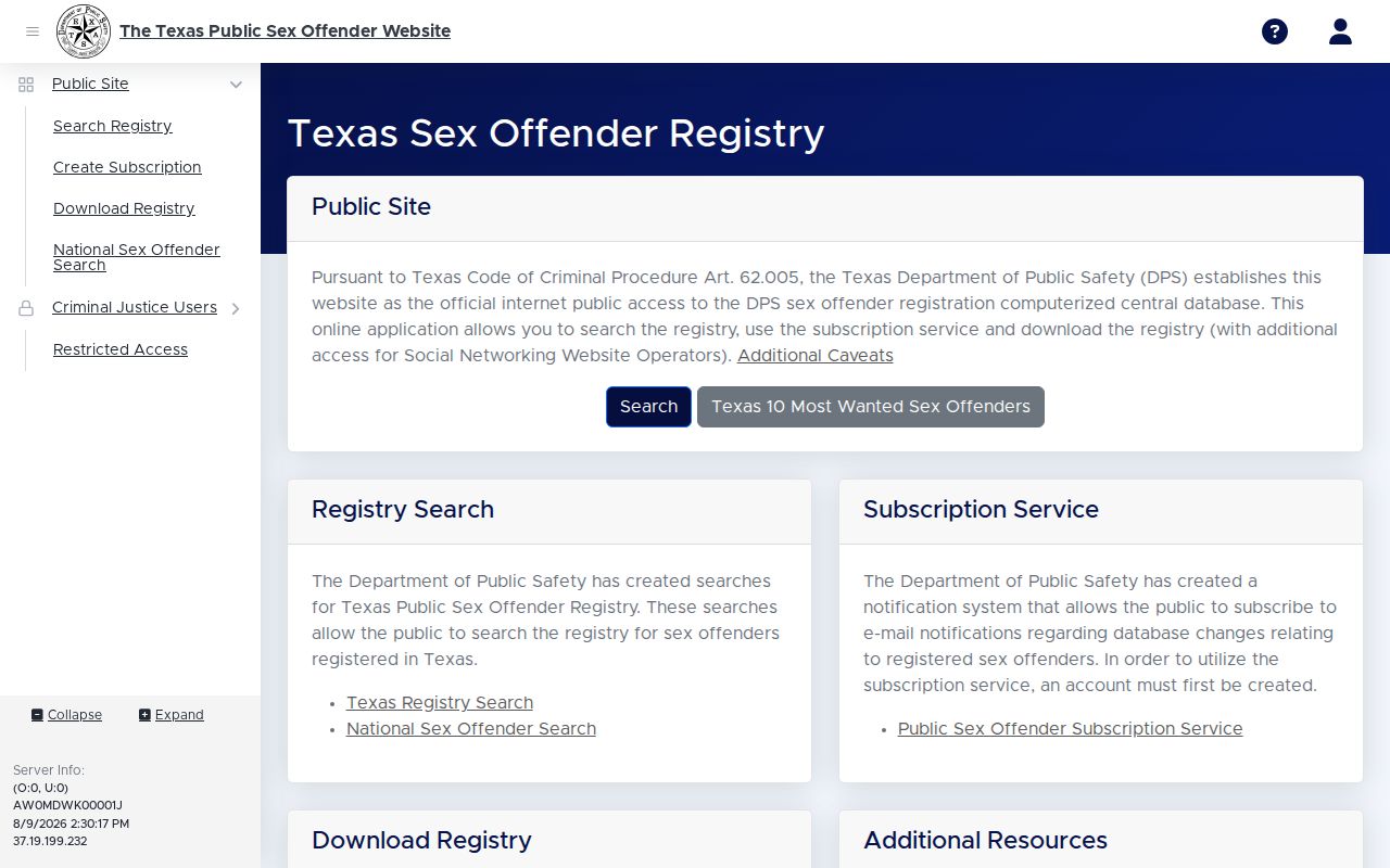 Hockley County sex offender registry map and list interface